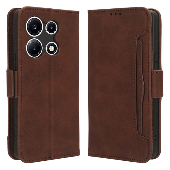 Etui z klapką do Infinix Note 30 VIP, Card Slot, brązowe