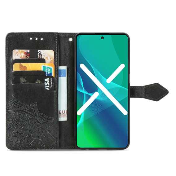 Etui z klapką do Motorola Moto G84, Mandala, czarne