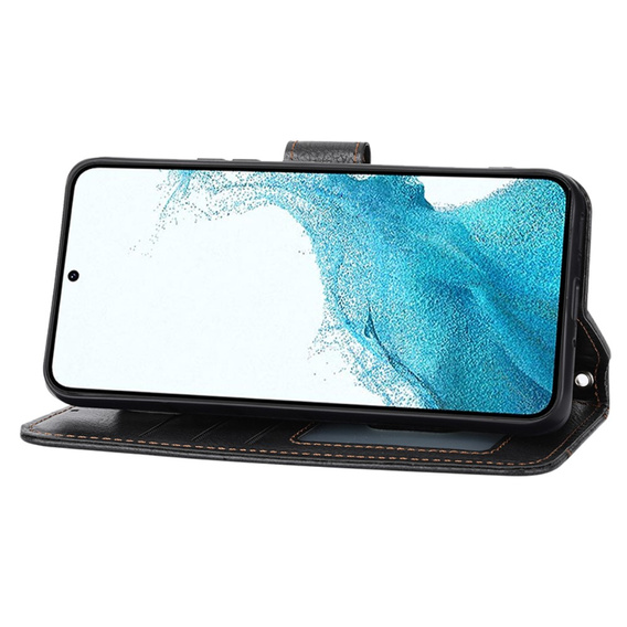 Etui z klapką do Samsung Galaxy A25 5G, Wallet Zipper Pocket, z paskiem na ramię, czarne