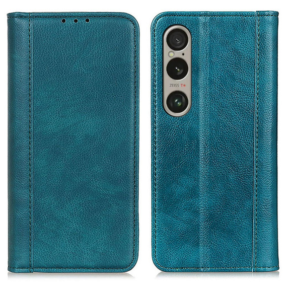 Etui z klapką do Sony Xperia 1 VI, Split Leather, zielone