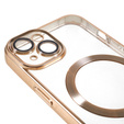Etui do iPhone 14, Electro MagSafe, złote + Szkło na ekran