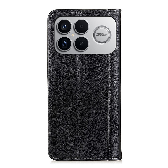 Etui z klapką do Xiaomi Poco F8 Ultra, Split Leather, czarne