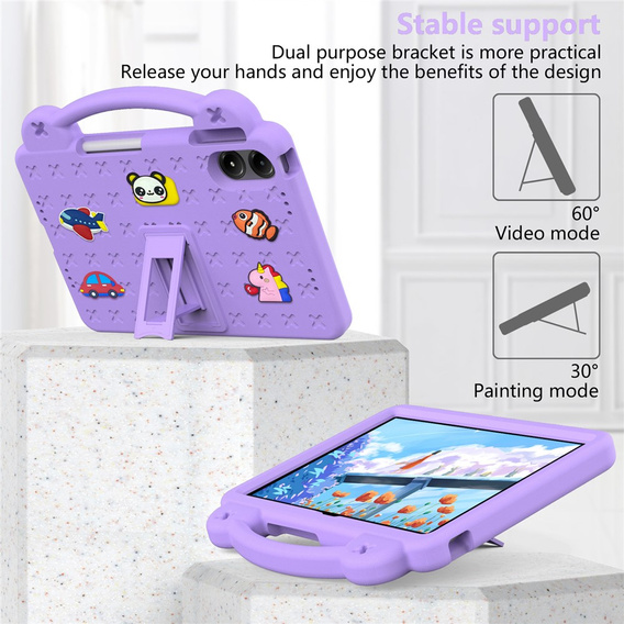 Etui do Xiaomi Redmi Pad 2 Pro, Cute Patterns, z podstawką, fioletowe