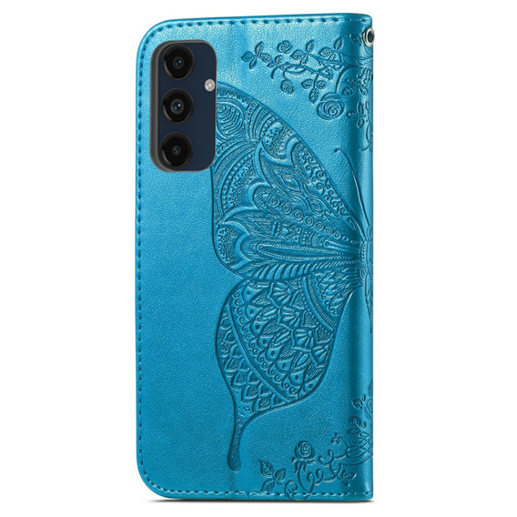 Etui z klapką do Samsung Galaxy S24 FE, Butterfly, niebieskie