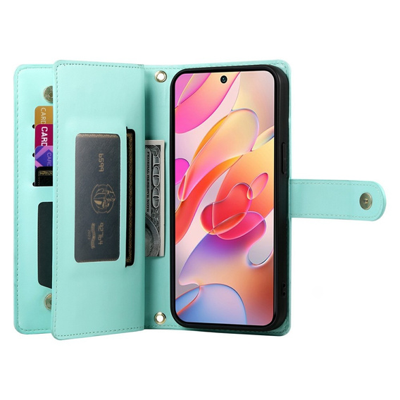 Etui z klapką do Samsung Galaxy A56 5G, Wallet Zipper Pocket, zielone