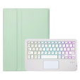 Etui z podświetlaną klawiaturą bluetooth touchpad do iPad 11" 2025 A16 (11 gen.) / iPad 10.9" 2022 (10 gen.), jasnozielone
