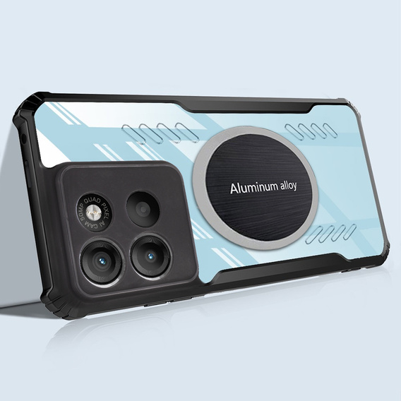 Etui do Motorola Moto G15 / Motorola Moto G15 Power, z blaszką magnetyczne, przezroczyste / czarne