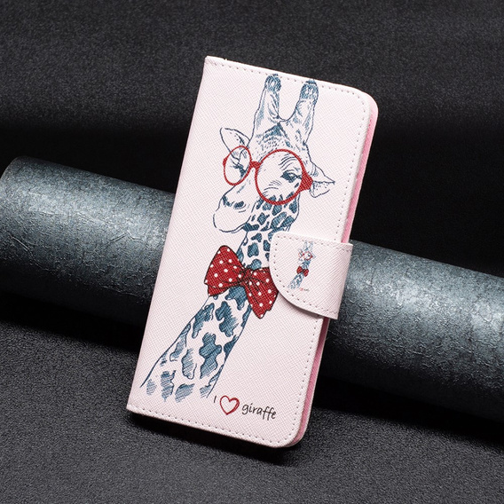 Etui z klapką do Xiaomi Redmi Note 12 4G, Wallet, Giraffe różowe