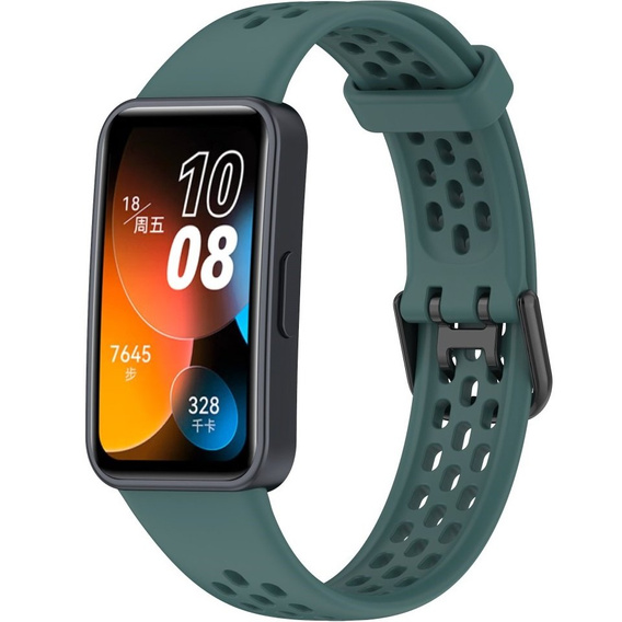 Pasek Silikonowy do Huawei Band 8 / Huawei Band 9 / Huawei Band 10, z dziurkami, Zielony