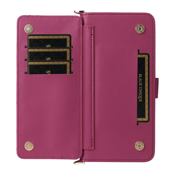 Etui z klapką do Oppo Reno 13 Pro 5G, Crossbody Leather Wallet, bordowe