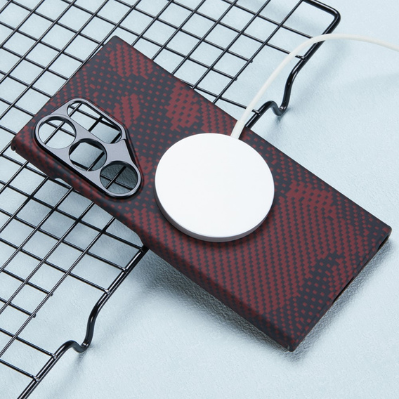Etui do Samsung Galaxy S24 Ultra, Aramid Fiber MagSafe, czerwone