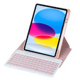 Etui z klawiaturą do iPad 11" 2025 A16 (11 gen.) / iPad 10.9" 2022 (10 gen.), Rotary 360° Leather, różowe rose gold