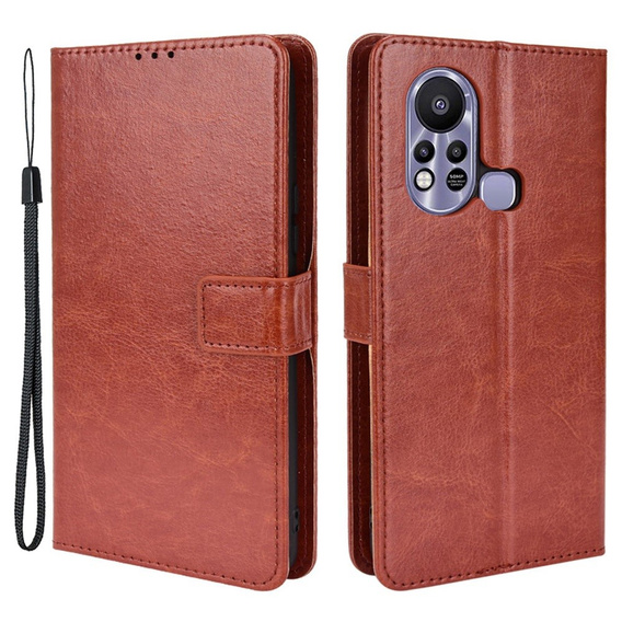 Etui z klapką do Infinix Hot 11s, Crazy Horse Wallet, brązowe