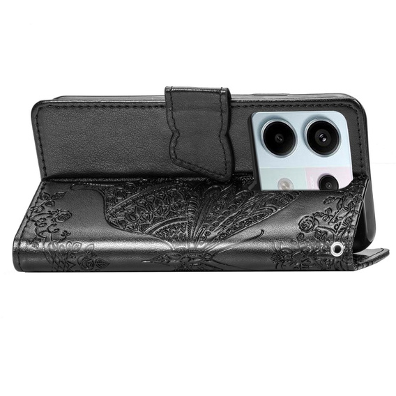 Etui z klapką do Xiaomi Redmi Note 13 Pro 5G, Butterfly, czarne