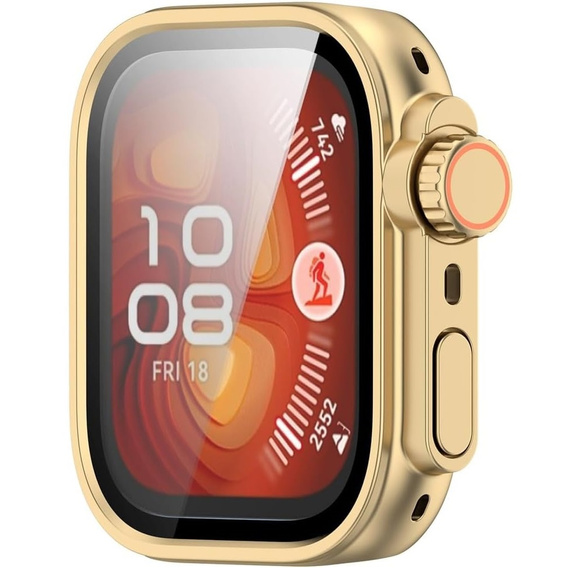 2w1 Etui + Szkło Hartowane do Huawei Watch Fit 4 Pro, Złote/Pomarańczowe