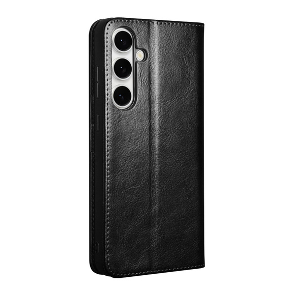 Etui z klapką do Samsung Galaxy S25 FE, QIALINO Leather Wallet, czarne
