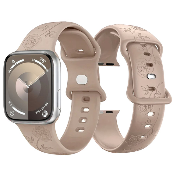 Pasek Silikonowy do Apple Watch 1/2/3/4/5/6/7/8/9/10/11/SE Ultra 1/2/3 42/44/45/46/49mm, Rose, Beżowy