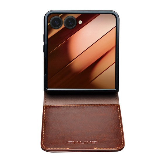Skórzane etui portfelowe do Samsung Galaxy Z Flip7 - brązowe