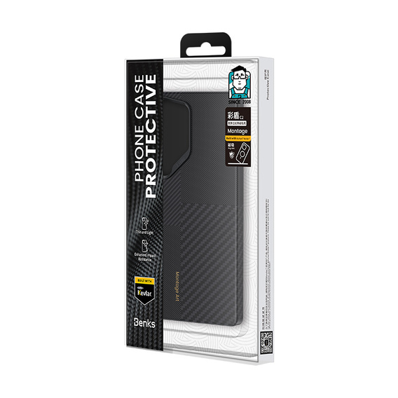 Etui BENKS Kevlar do Samsung Galaxy S25 Ultra, Montage Magnetic Armor Air 600d M045, do MagSafe, czarne
