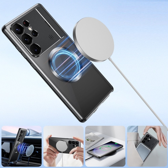 Etui Magnetyczne do Samsung Galaxy S23 Ultra 5G, Aroma Hybrid, czarne 