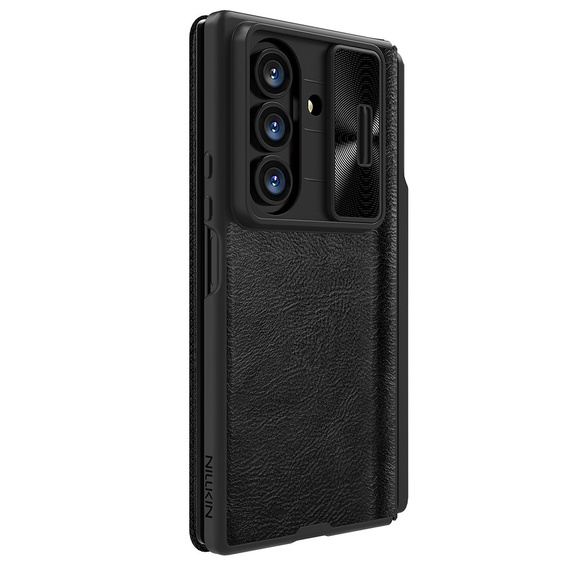 Etui z klapką NILLKIN do Samsung Galaxy Z Fold7, CamShield Qin Pro, skórzane z rysikiem, czarne