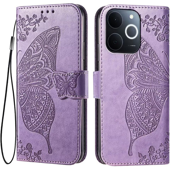 Etui z klapką do Realme Note 70T 4G, Butterfly, fioletowe