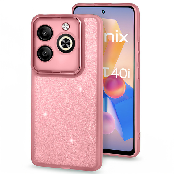 Etui do Infinix Hot 40i, Glittery Powder, różowe