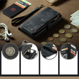 Etui CASEME do Samsung Galaxy A56 5G, Leather Wallet Cash and Card Slots, z paskiem, czarne