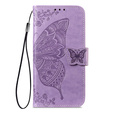 Etui z klapką do Honor Magic 8 Lite, Butterfly, fioletowe