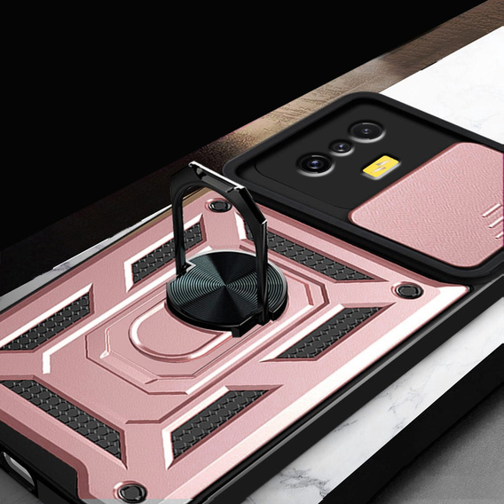 Etui pancerne do Xiaomi Poco F4 GT, CamShield Slide, różowe rose gold