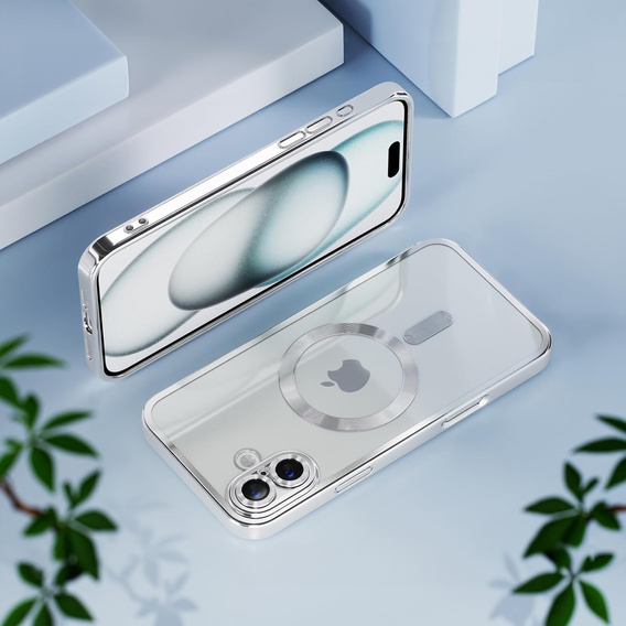 Etui do iPhone 16, Electro MagSafe, srebrne + Szkło na ekran