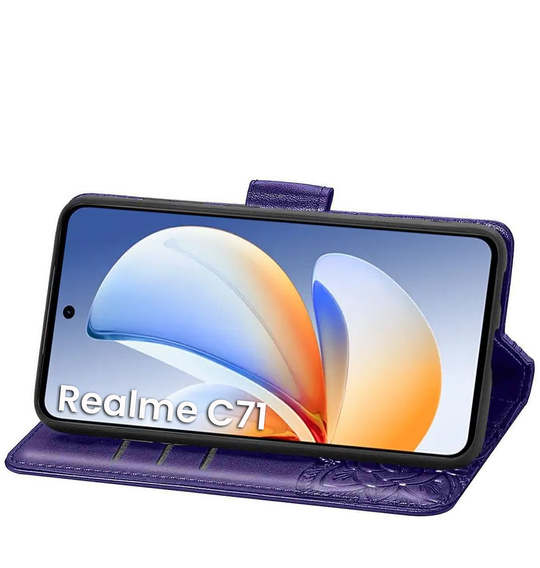 Etui z klapką do Realme C71, Butterfly, fioletowe