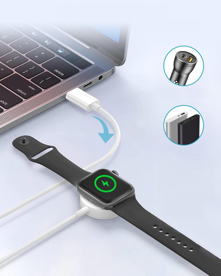 Ładowarka magnetyczna do smartwatchy Apple Watch USB-C 1 m - biała