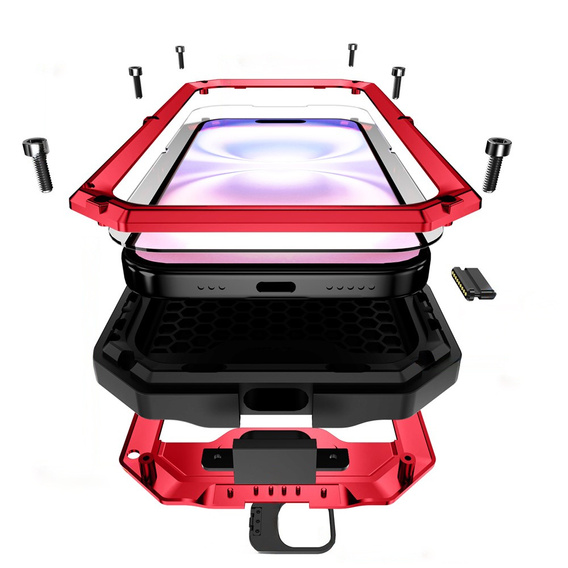 Etui pancerne do iPhone 17, R-JUST, czerwone