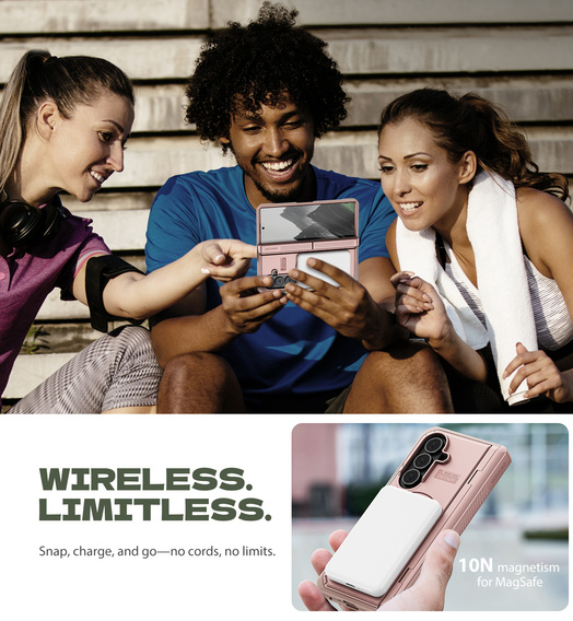 Etui pancerne do Samsung Galaxy Z Fold7 5G, Dexnor Magnetic, do MagSafe - różowe