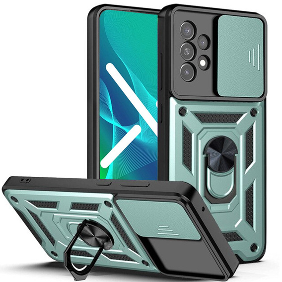 Zestaw Etui pancerne do Samsung Galaxy A33 5G, Nox Camera Slide, zielone + Szkło