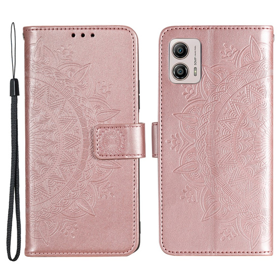 Etui z klapką do Motorola Moto G53 5G, Mandala, różowe rose gold