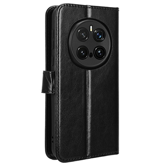 Etui z klapką do Honor Magic 7 Pro, Crazy Horse Wallet, czarne