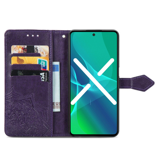 Etui z klapką do Infinix Note 30 5G, Mandala, fioletowe