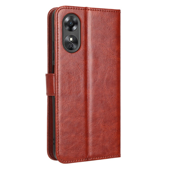 Etui z klapką do Oppo A17, Crazy Horse Wallet, brązowe