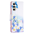 Etui z klapką do Samsung Galaxy S23 FE, Wallet, Butterfly & Flowers białe