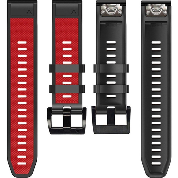 Pasek Silikonowy Quickfit 22mm do Garmin, Czerwony / Czarny
