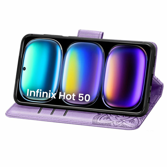 Etui z klapką do Infinix Hot 50 4G, Butterfly, fioletowe