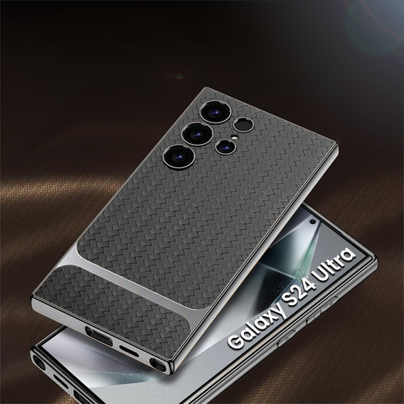 Etui do Samsung Galaxy S24 Ultra, GKK Woven Leather, szare