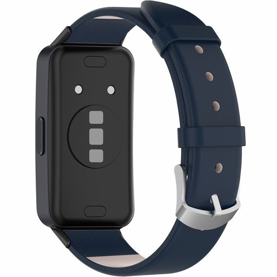 Pasek Skórzany do Huawei Band 8 / Huawei Band 9 / Huawei Band 10, Granatowy