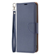 Etui z klapką do Samsung Galaxy A15, Wallet Litchi Leather, niebieskie + szkło 9H