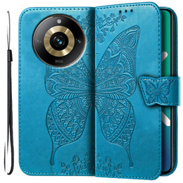 Etui z klapką do Realme 11 Pro / 11 Pro +, Butterfly, niebieskie