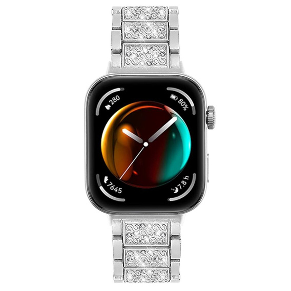 Bransoleta z Diamentami do Huawei Watch Fit 4 / 4 Pro / 3, Srebrna