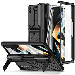 Etui do Samsung Galaxy Z Fold5 5G, Kickstand case, z podstawką i szkłem, czarne