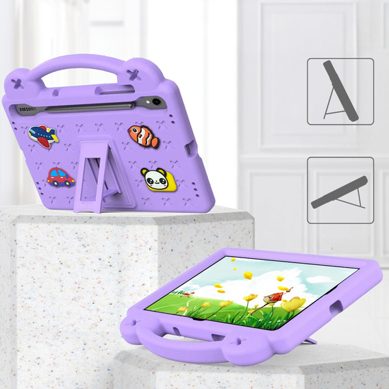 Etui do Samsung Galaxy Tab S10 Lite / S10 FE / S9 FE, Cute Patterns, z podstawką, fioletowy